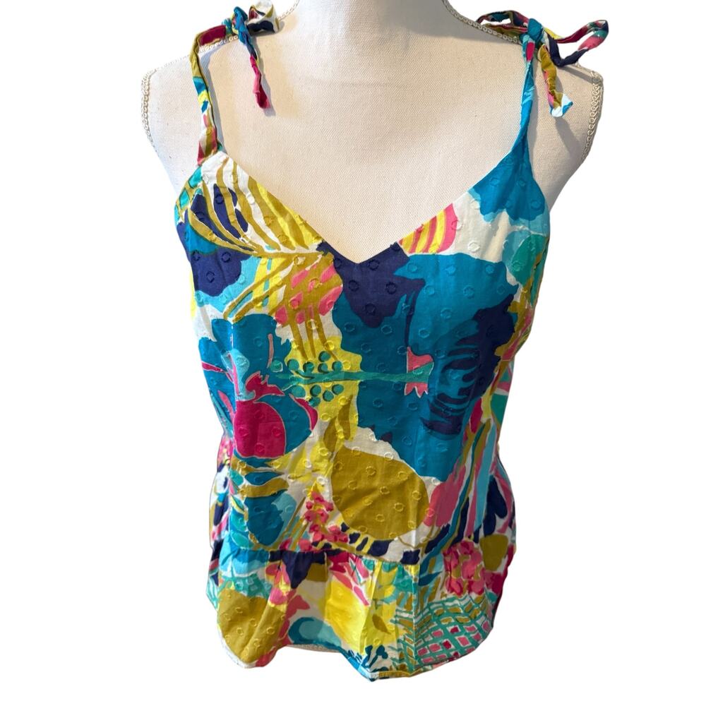 J Crew Colorful Sleeveless Baby Doll Tie Top 8 - Picture 2 of 6